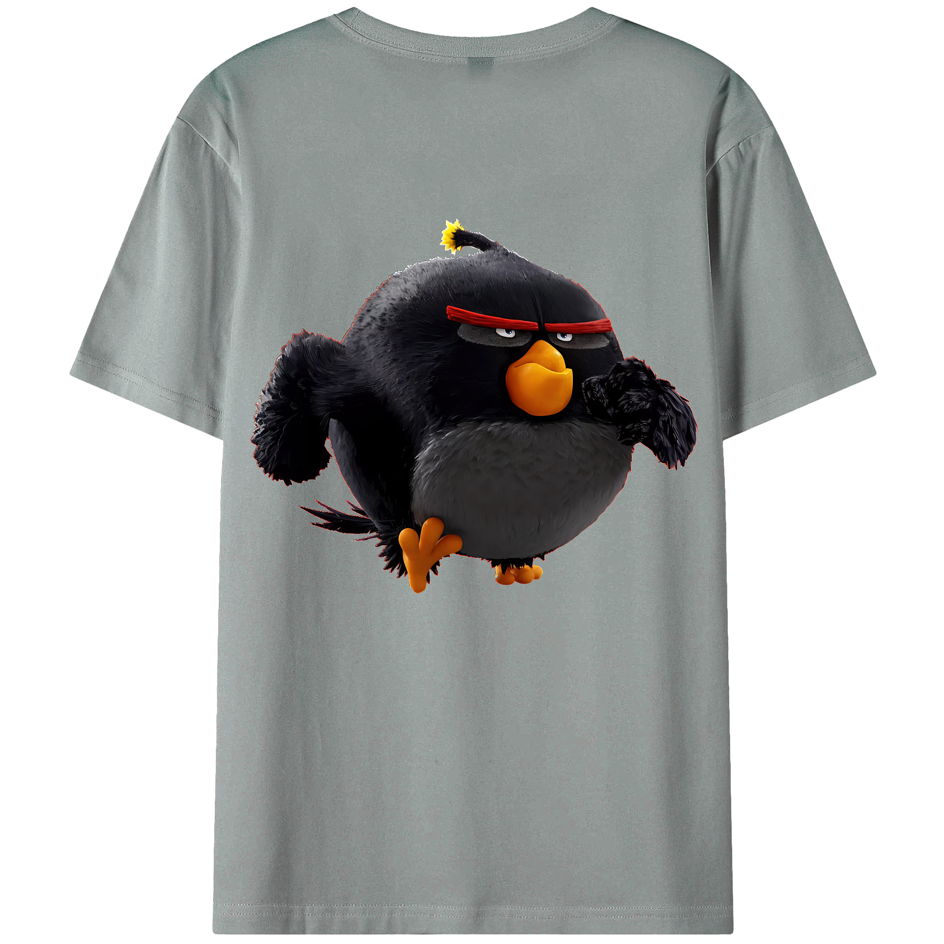 （画像用） Angry Birds アングリーバード 綿100％ メンズ半袖Tシャツ（バックプリント） 通気性